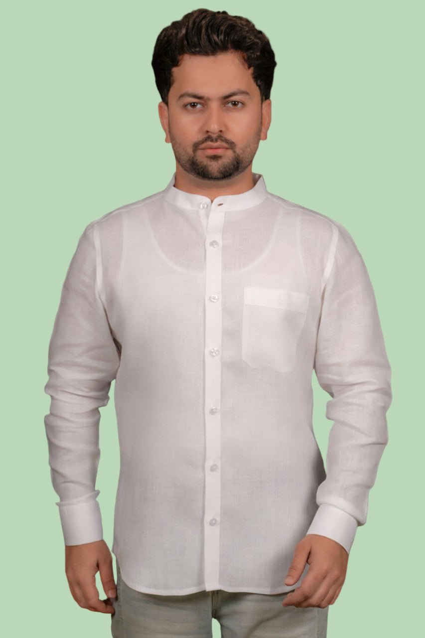 Chinese Collar Full Sleeve Linen Shirt