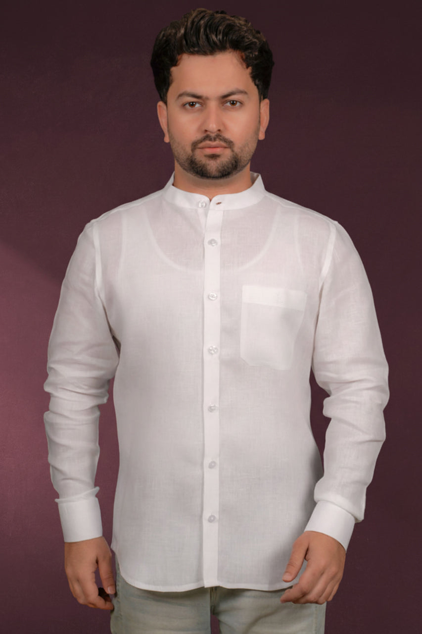 Chinese Collar Full Sleeve Linen Shirt