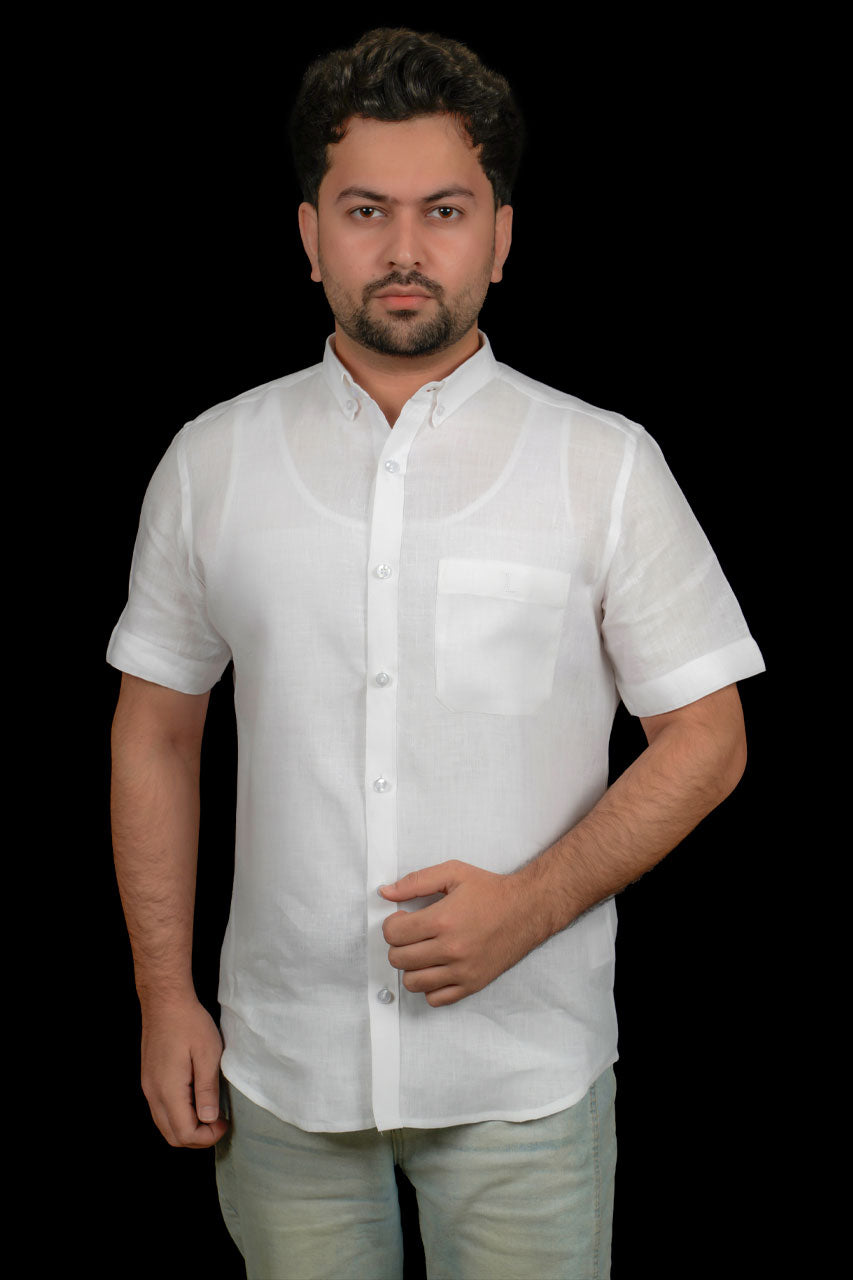 Classic Collar Half Sleeve Linen Shirt